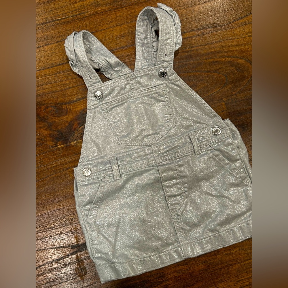 BabyGap Metallic Denim Overall Dress - size 18-24 months - like new!